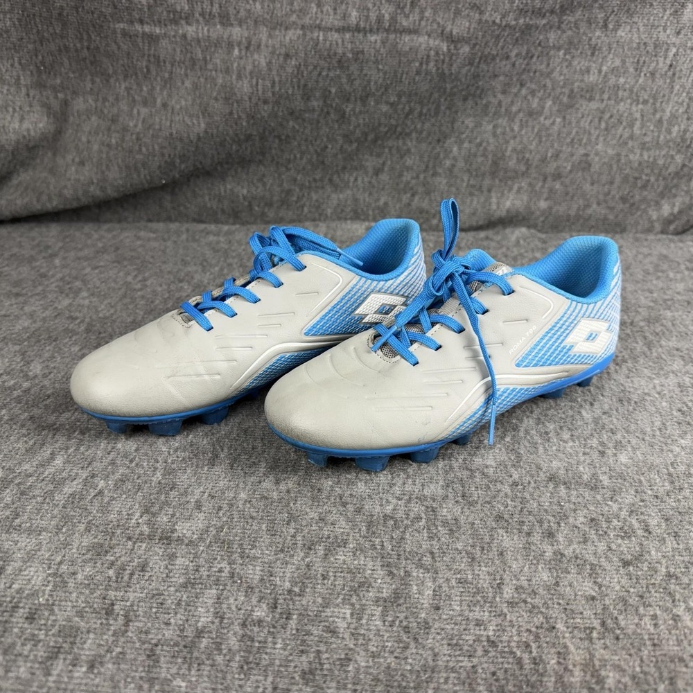 Lotto Soccer Cleats Youth Size 5 Blue Gray Lace Up Outdoor Athletic FG Shoes